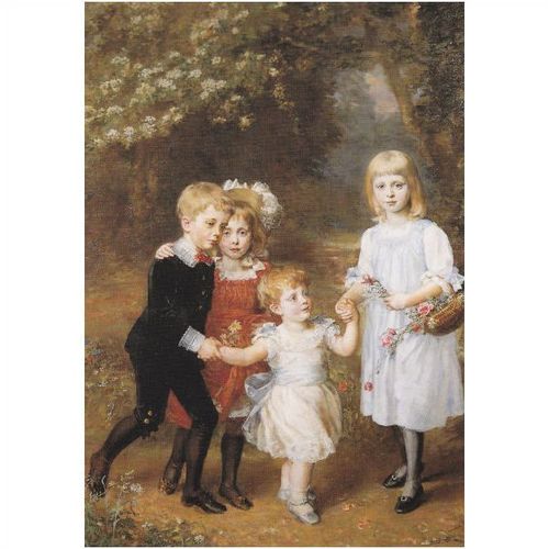 Colour Postcard -The Children of the 2nd Lord Robartes by Anna Lea-Merritt 1885