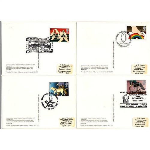 GREAT BRITAIN 1981 YEAR OF DISABLED NO 50 PHQ CARDS SET 4 SPECIAL H/S FDI BACK