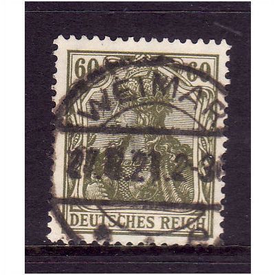 GERMANY 1916 SG146 60 pf OLIVE FINE USED #2