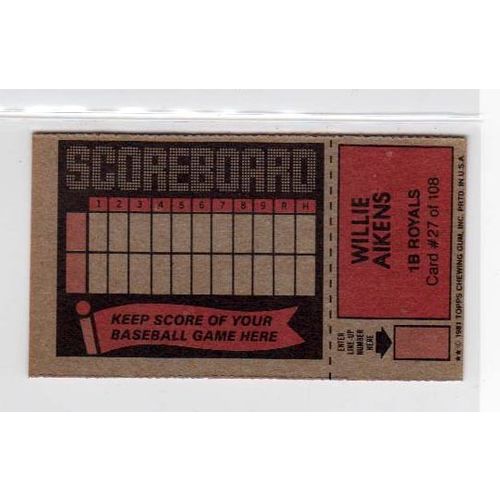 1981 Topps Scratch-Off Willie Aikens #27 baseball card –Scratchoffs-Royals