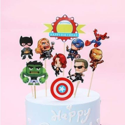 DGBJ Unique Cartoon Figure Bunting Cake Topper Party Decoration Flags (Avengers)