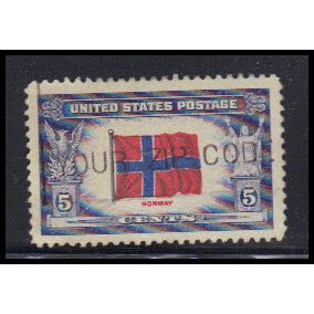 Used 911 5c Flag of Norway Fine KA7969