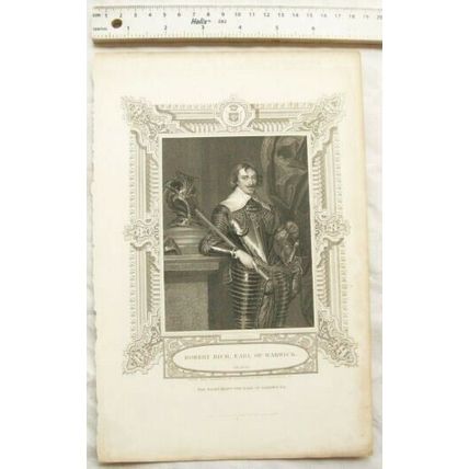 Vintage engraving - Robert Rich, Earl of Warwick Ob. 1658