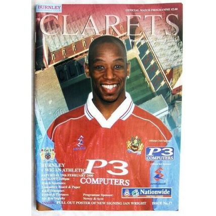 2000 programme Burnley v. Wigan, poster Ian Wright