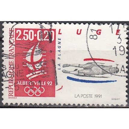France 1991 Michel 2825 O Cote (2008) 1.50 € Jeux Olympiques Albertville Luge