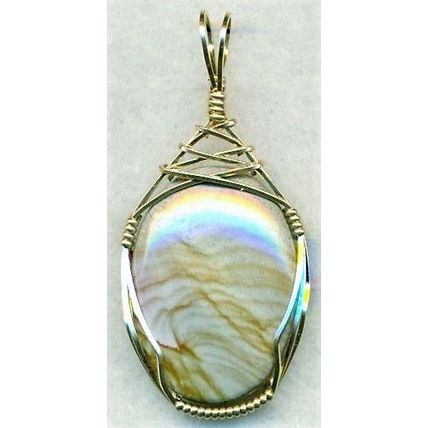 Picture Jasper Gold Wire Wrap Gemstone Pendant 44