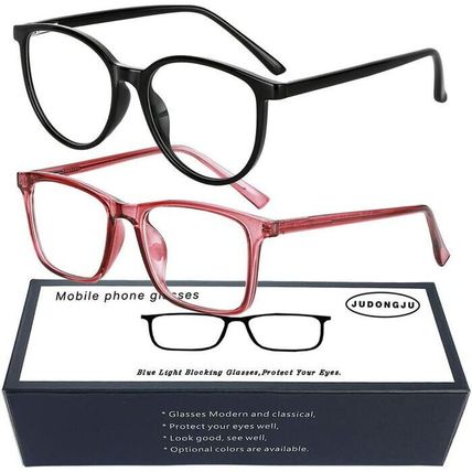 2 Pack Unisex Blue Light Blocking Glasses-PC/Gaming/TV/Phone-BLACK/PINK-NE  W