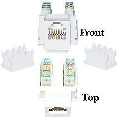 Keystone Insert, White, Phone/Data Jack, RJ11 / RJ12 Female to 110 Type Punch...