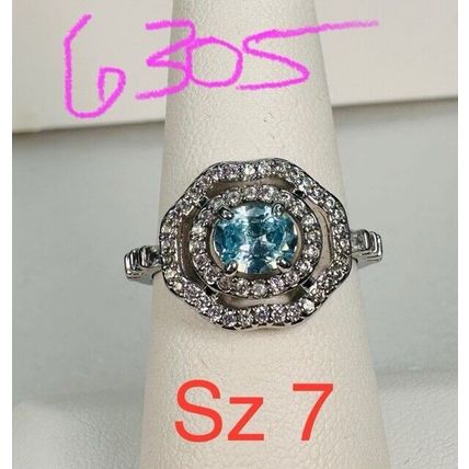 Bomb Party Ring Jewelry BP Sz7 Revealed RBP Heexagon Aqua Blue Oval Rhodium Pl