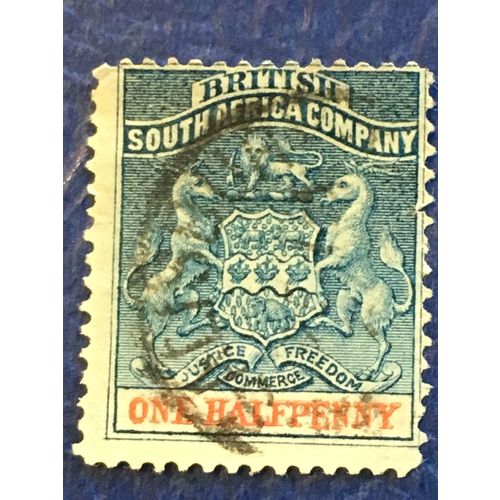British South Africa Rhodesia QV 1892 ½d Dull Blue & Vermilion Used SG 18 stamp