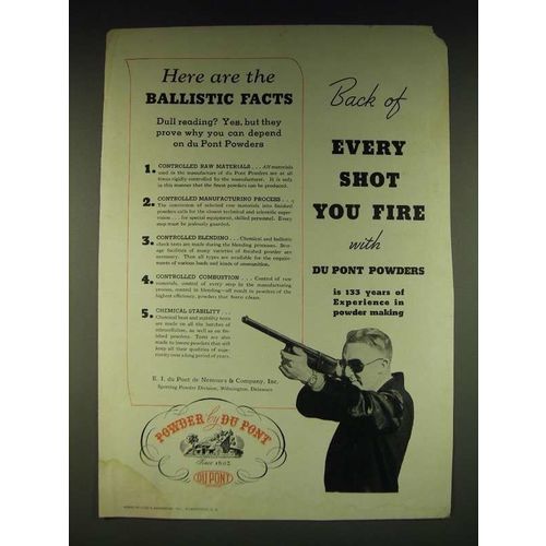 1935 Du Pont Sporting Powder Ad - Here are the Ballistic facts