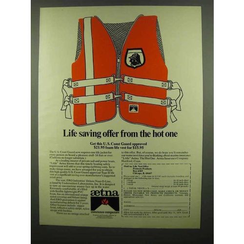 1974 Aetna Insurance Ad - Life Saving Offer