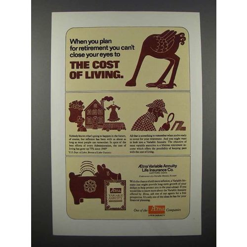 1974 Aetna Insurance Ad - The Cost of Living