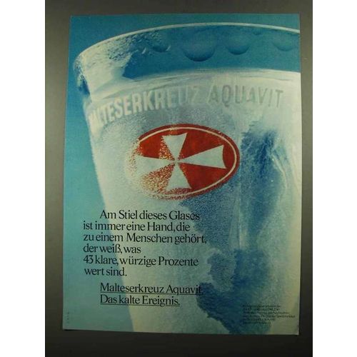 1976 Malteserkreuz Aquavit Ad - in German