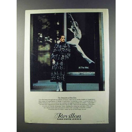 1981 Revillon Natural Ranch and White Mink Fur Coat Ad