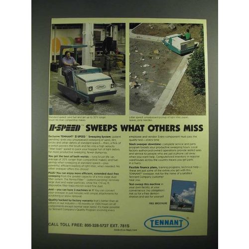 1987 Tennant II-Speed Sweeper Ad - Sweeps What Others Miss