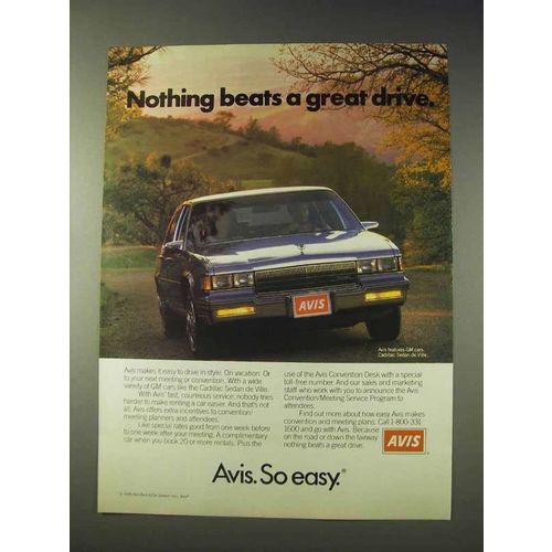 1988 Avis Car Rental Ad - Nothing Beats a Great Drive