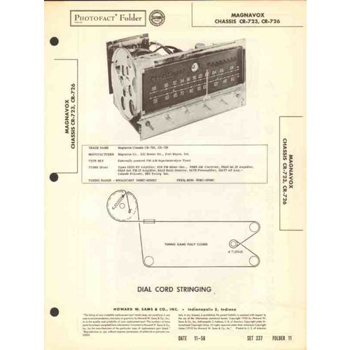 MAGNAVOX chassis CR-723 CR-726 AM FM radio tuner Sams Photofact manual
