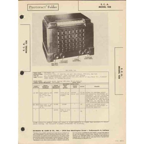 ECA model 108 7 tube AM radio receiver Sams Photofact manual