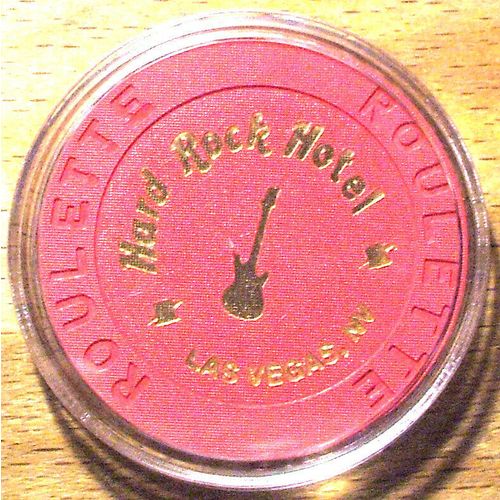 Hard Rock Casino ROULETTE Chip - Red - Guitar - LAS VEGAS, Nevada