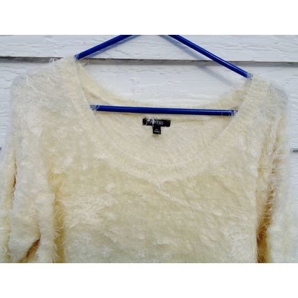 Womens Apt. 9 Ivory Hairy Sweater Top XL 44 Chest Pullover Silky