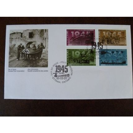 Canada 1995 50th Anniversary of WWII stamps First Day Cover ship troops tank