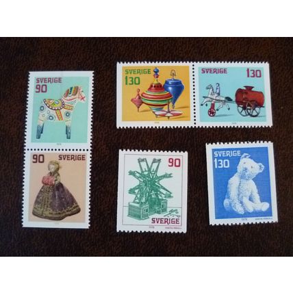 Sweden 1978 Christmas Old Toys set mint stamps SG982-7 horse flaw error