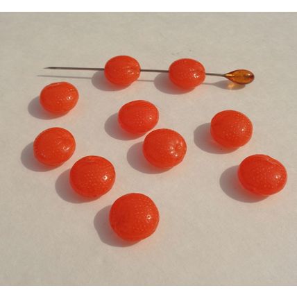 10 Opaque Orange Glass Beads Oranges 13mm Double Sided Dimples bd067