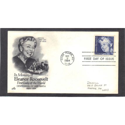 FDC Art Craft 2105 20c Eleanor Roosevelt (Cachet-Penciled/A) CV00033