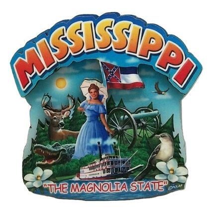 Mississippi the Magnolia State Artwood Montage Fridge Magnet