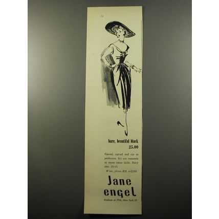 1950 Jane Engel Dress Ad - Bare, beautiful black