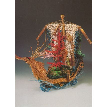 Japanese Ship Of Fortune Made Of Cherry Blossoms Postcard