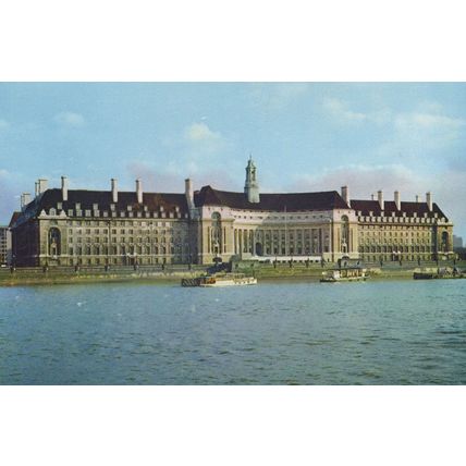 Boats By County Hall Greater London Council 1970s Postcard
