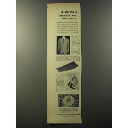 1953 J. Press Fashion Advertisement - J. Press Country wear specialties