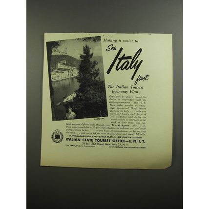 1954 Italian State Tourist Office Ad - Making it easier to see Italy first