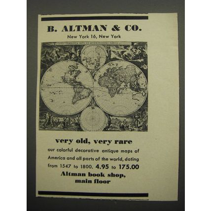 1955 B. Altman & Co. Maps Advertisement - Very old, very rare