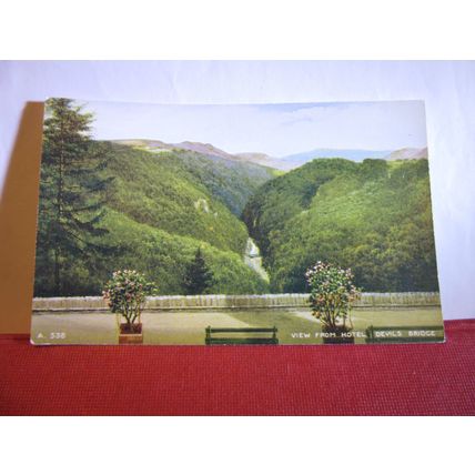 VIEW FROM THE HOTEL, DEVIL'S BRIDGE, Aberystwyth unused postcard Valentine =