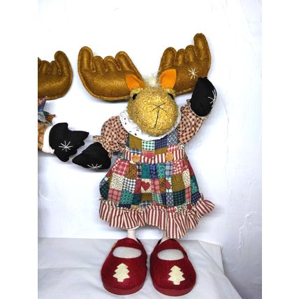 Christmas Moose's 15" Tall - Pair Male & Female! Adorable Christmas Season Decor