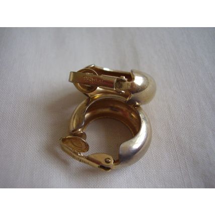 Vintage Goldtone Gypsy Hoop Wedding Ring Clip-on Earrings Retro 50's Clip Brasil