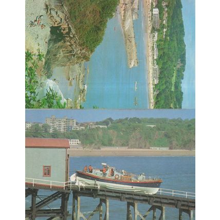 Tenby Lifeboat Being Launched Welsh Saundersfoot 2x Archway Postcard