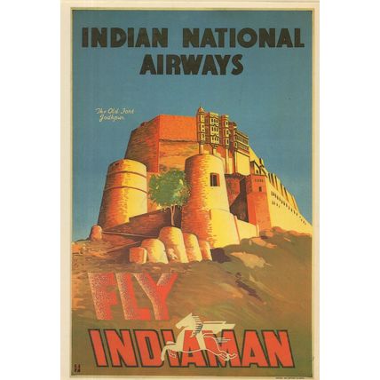 Fly Indiaman Indian Plane Airways To Old Fort Jodphur Postcard