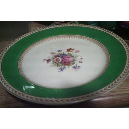 Wedgwood green band and floral plate over 60years old