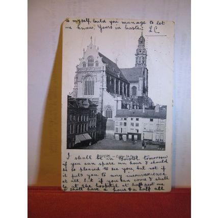 L' EGLISE ST PAUL, ANVERS, ANTWERP, BELGIUM . used antique postcard 1907 pm #