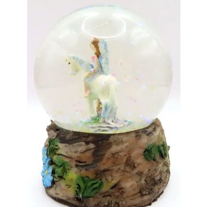 Blue Fairy & Unicorn Snowglobe Ornament Figurine 8 CM Gift Home Decor Mythical