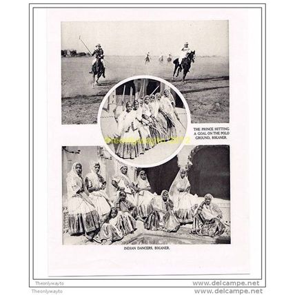 POLO & NATIVE DANCING, BIKANER, INDIA, BOOK ILLUSTRATION (PRINT) 1922