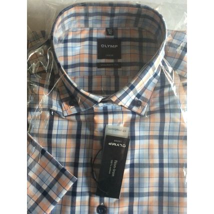 Olymp Luxor Men's S/S Shirt Business / Formal Shirt Check 38 cm (S) 15"