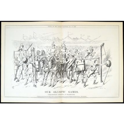OUR OLYMPIC GAMES 1896 Sir John Tenniel - Joseph Swain PUNCH CARTOON PAGE