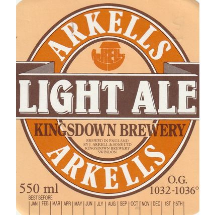 BEER BOTTLE LABEL - ARKELLS BREWERY - LIGHT ALE (B)