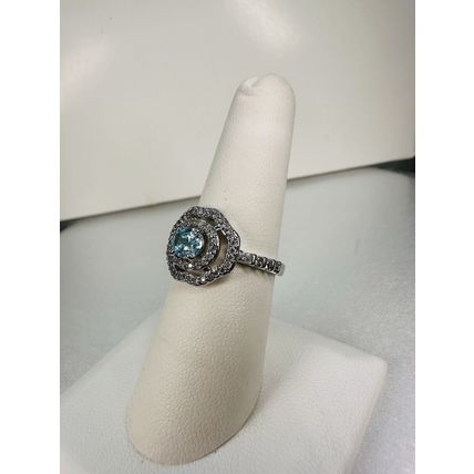 Bomb Party Ring Jewelry BP Sz7 Revealed RBP Heexagon Aqua Blue Oval Rhodium Pl