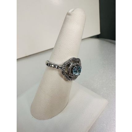Bomb Party Ring Jewelry BP Sz7 Revealed RBP Heexagon Aqua Blue Oval Rhodium Pl